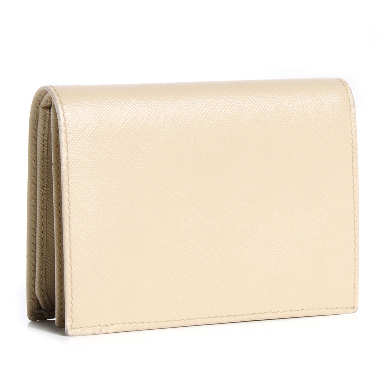 Prada Saffiano Metal Bi-Fold Wallet Cera 3 of 9