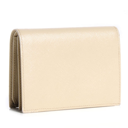 Prada Saffiano Metal Bi-Fold Wallet Cera 3 of 9