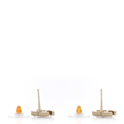 Chanel Pearl Crystal CC Charms Stud Earrings Light Gold 4 of 5