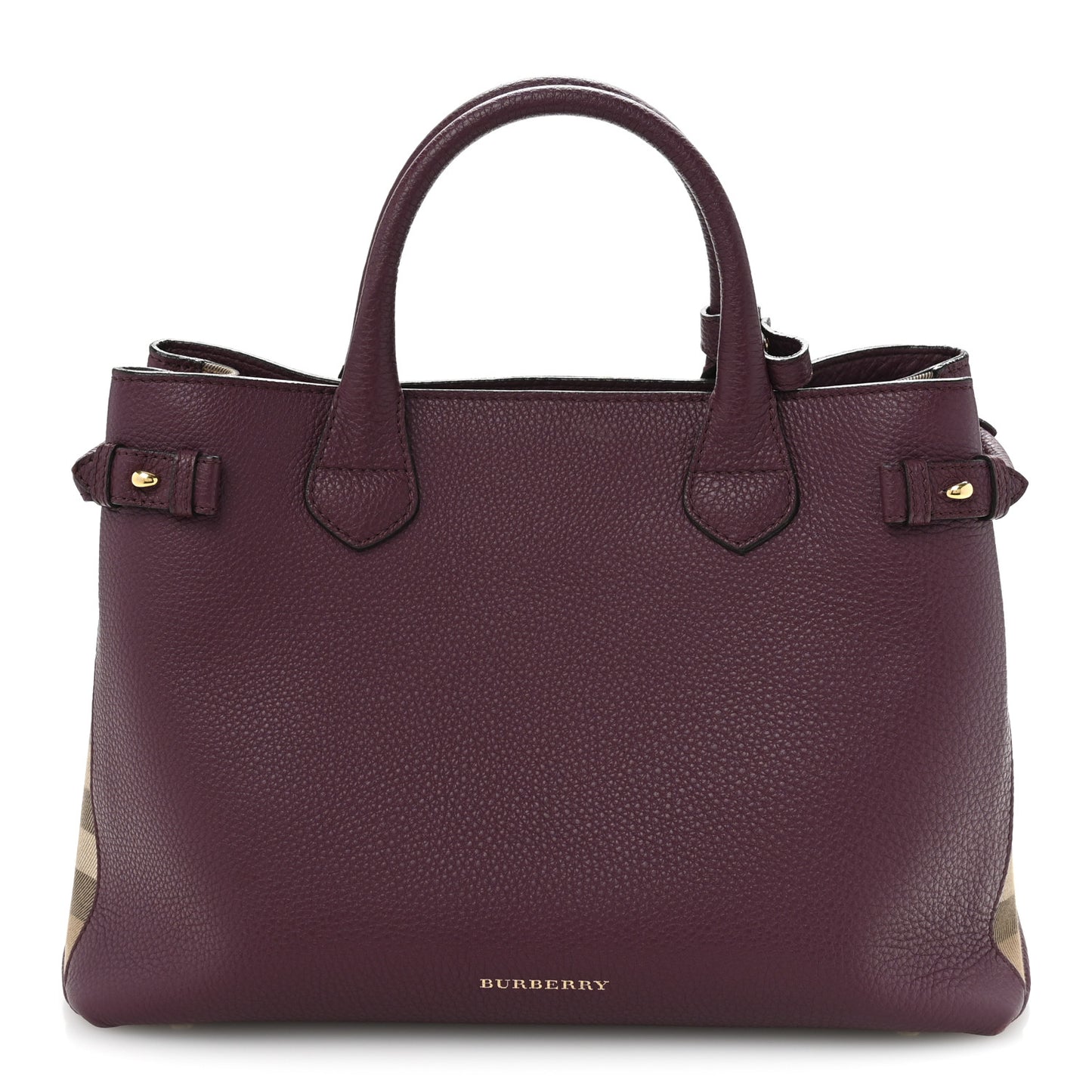 Grainy Calfskin House Check Medium Banner Tote Elderberry