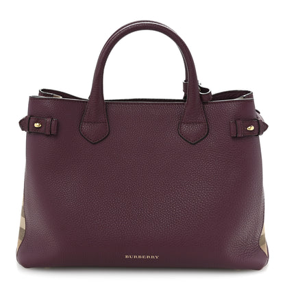 Burberry Grainy Calfskin House Check Medium Banner Tote Elderberry 1 of 13
