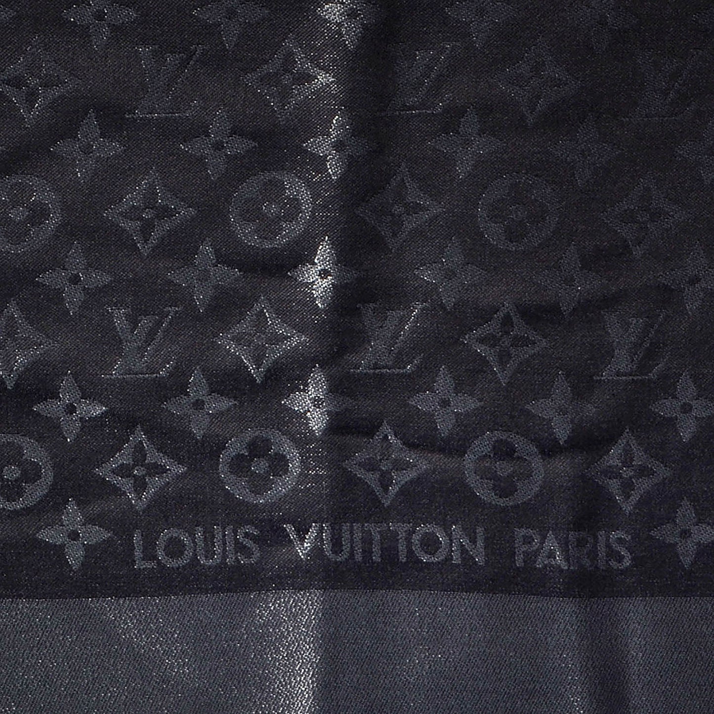 Silk Lurex Wool Monogram Shine Shawl Black