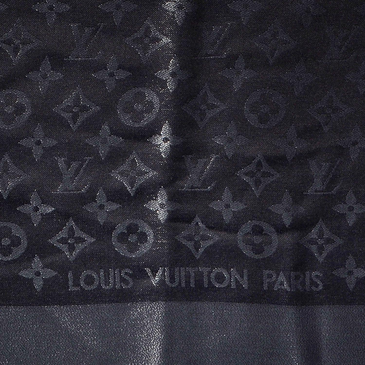 Louis Vuitton Silk Lurex Wool Monogram Shine Shawl Black 3 of 4
