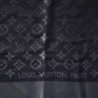 Louis Vuitton Silk Lurex Wool Monogram Shine Shawl Black 3 of 4
