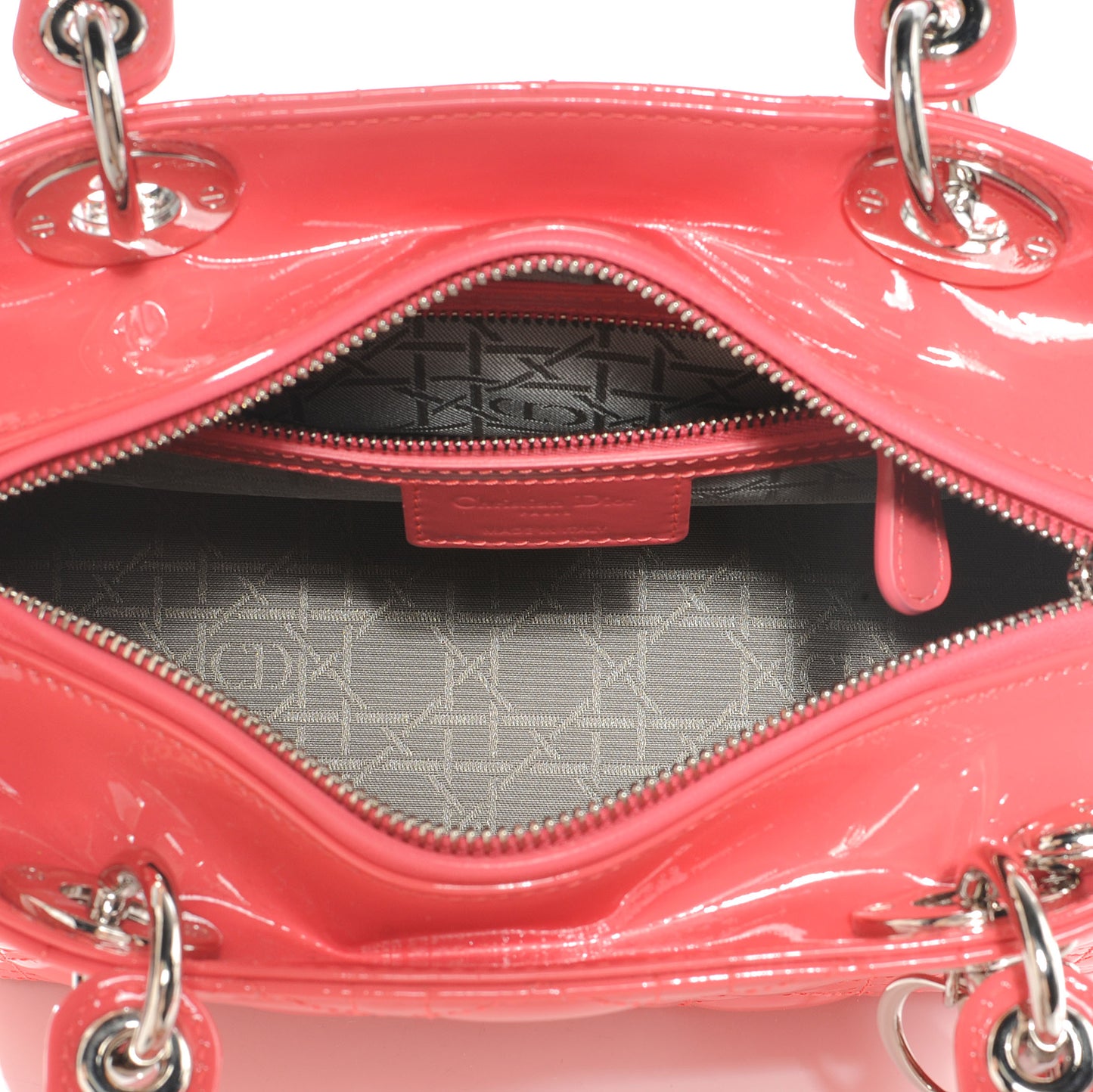 Patent Cannage Medium Lady Dior Coral