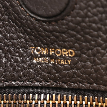 Tom Ford Pebbled Calfskin Large Alix Padlock Zip Hobo Bag Dark Brown 7 of 13