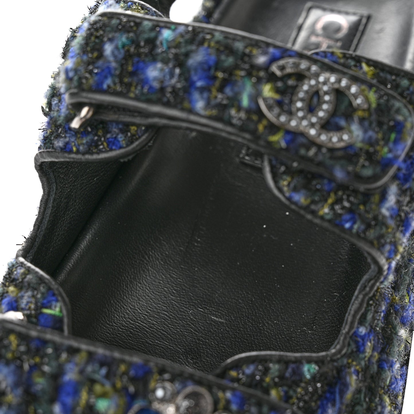 Iridescent Tweed Velcro Dad Sandals 36.5 Navy Blue Multicolor