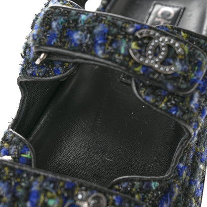 Chanel Iridescent Tweed Velcro Dad Sandals 36.5 Navy Blue Multicolor 12 of 14