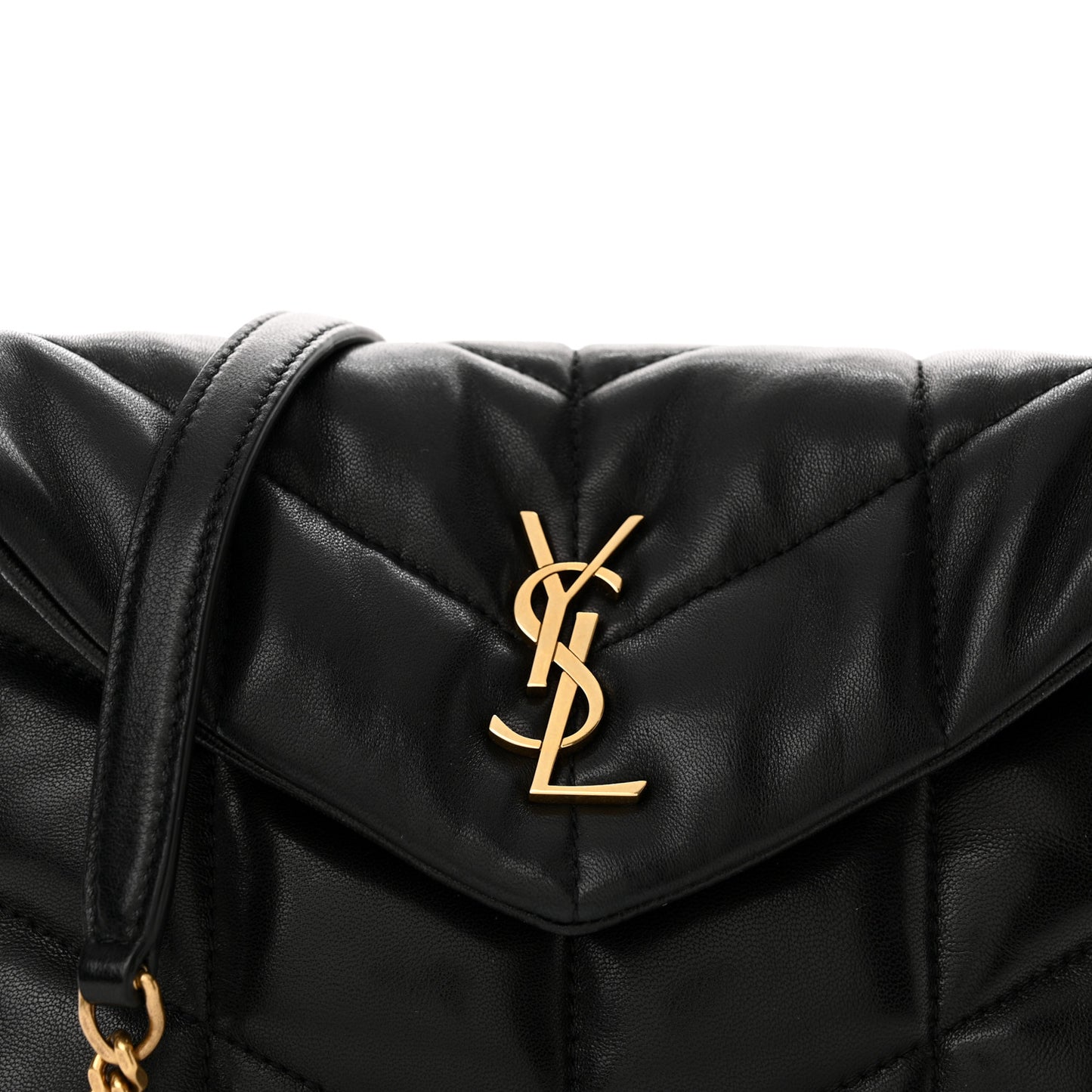 Lambskin Quilted Toy Loulou Puffer Monogram Chain Satchel Black