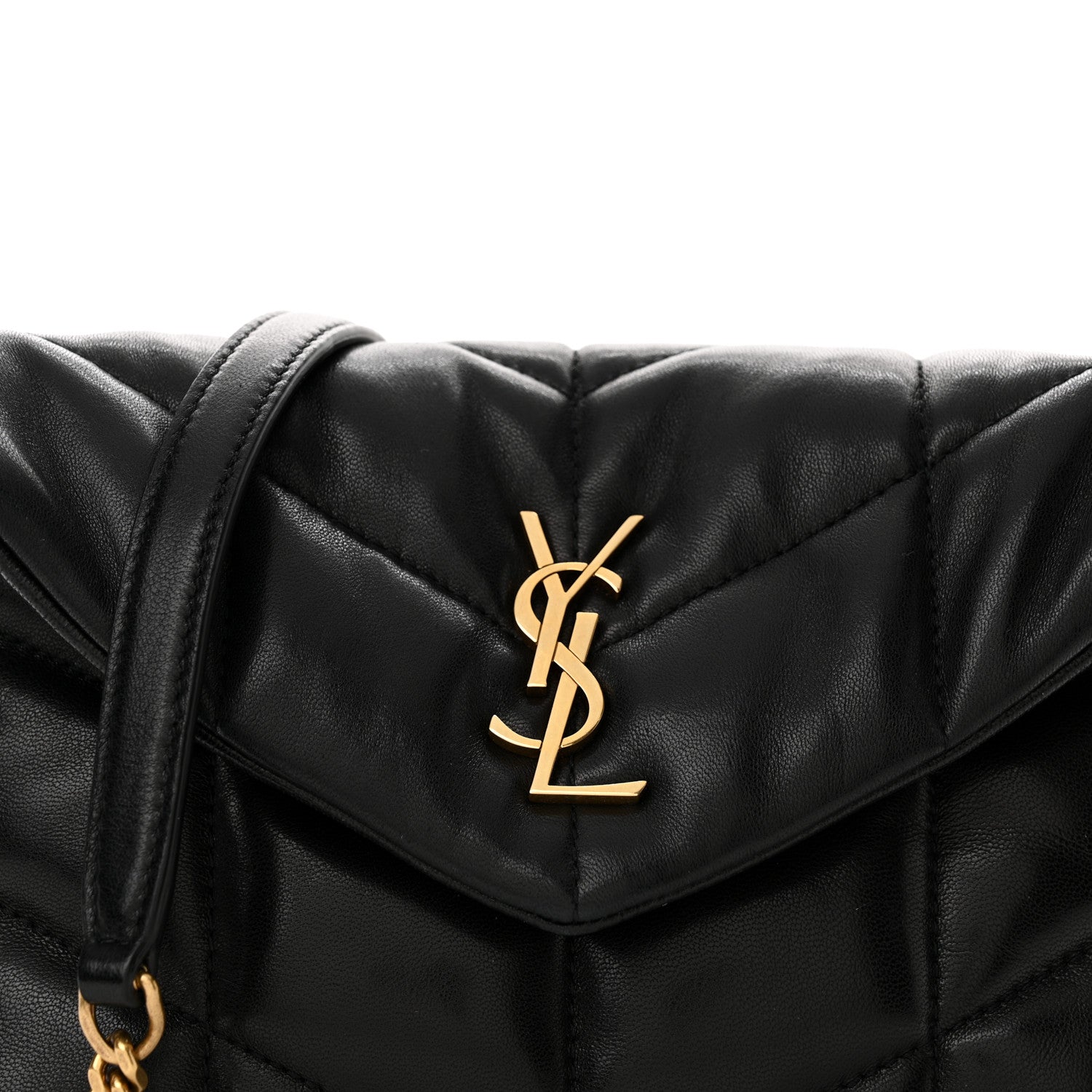 Saint Laurent Lambskin Quilted Toy Loulou Puffer Monogram Chain Satchel Black 8 of 12