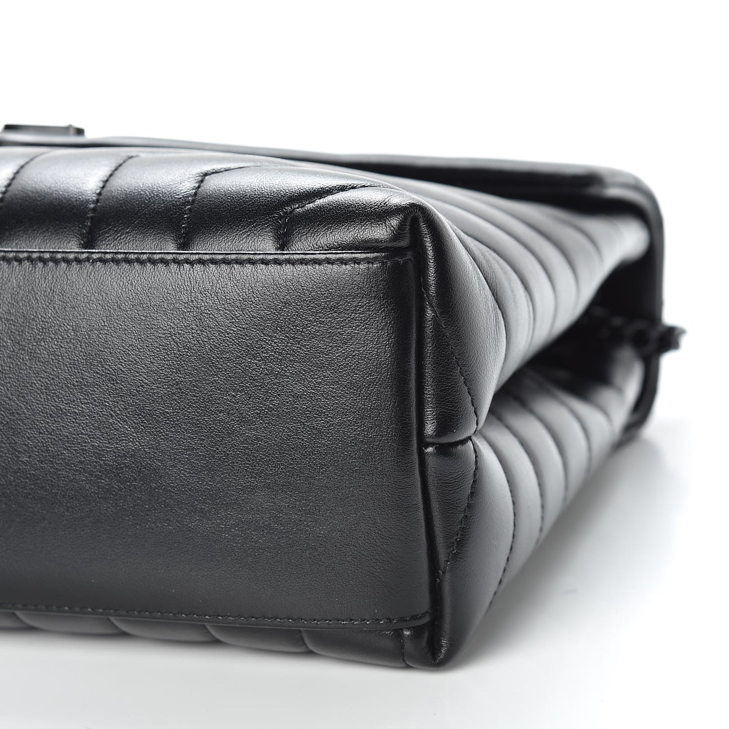 Calfskin Y Quilted Monogram Medium Loulou Chain Satchel Black