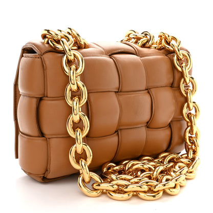 Bottega Veneta Lambskin Maxi Intreccio Padded Chain Cassette Crossbody Bag Caramel 3 of 14