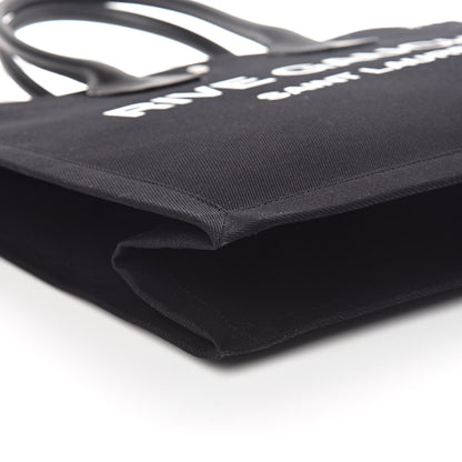Saint Laurent Linen Calfskin Rive Gauche Tote Black 7 of 9