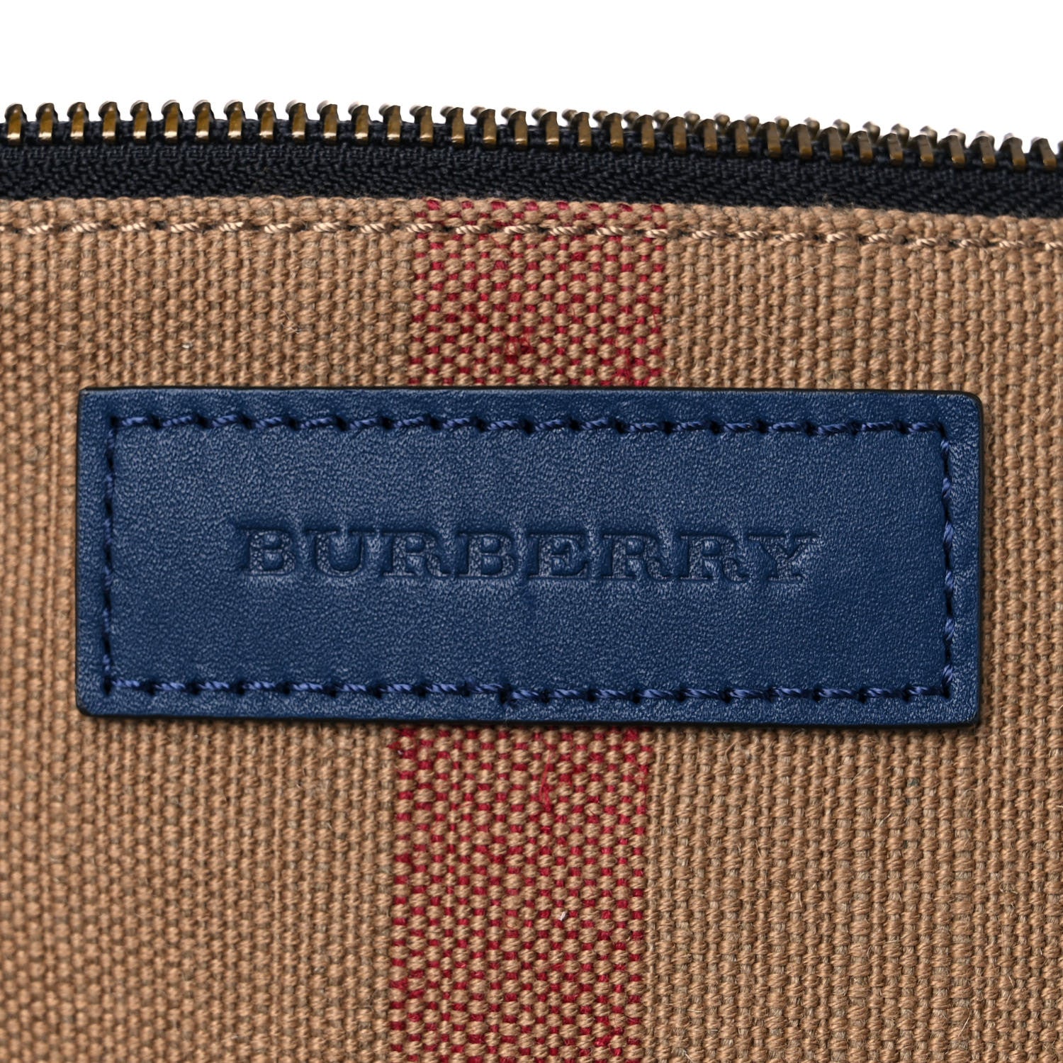 Burberry Grainy Calfskin Mega Check Tassel Heston Tote Navy 11 of 14