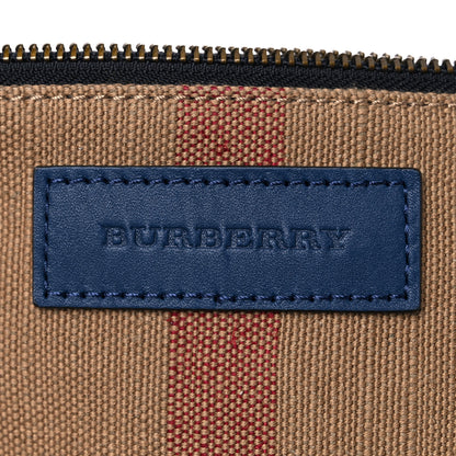 Burberry Grainy Calfskin Mega Check Tassel Heston Tote Navy 11 of 14