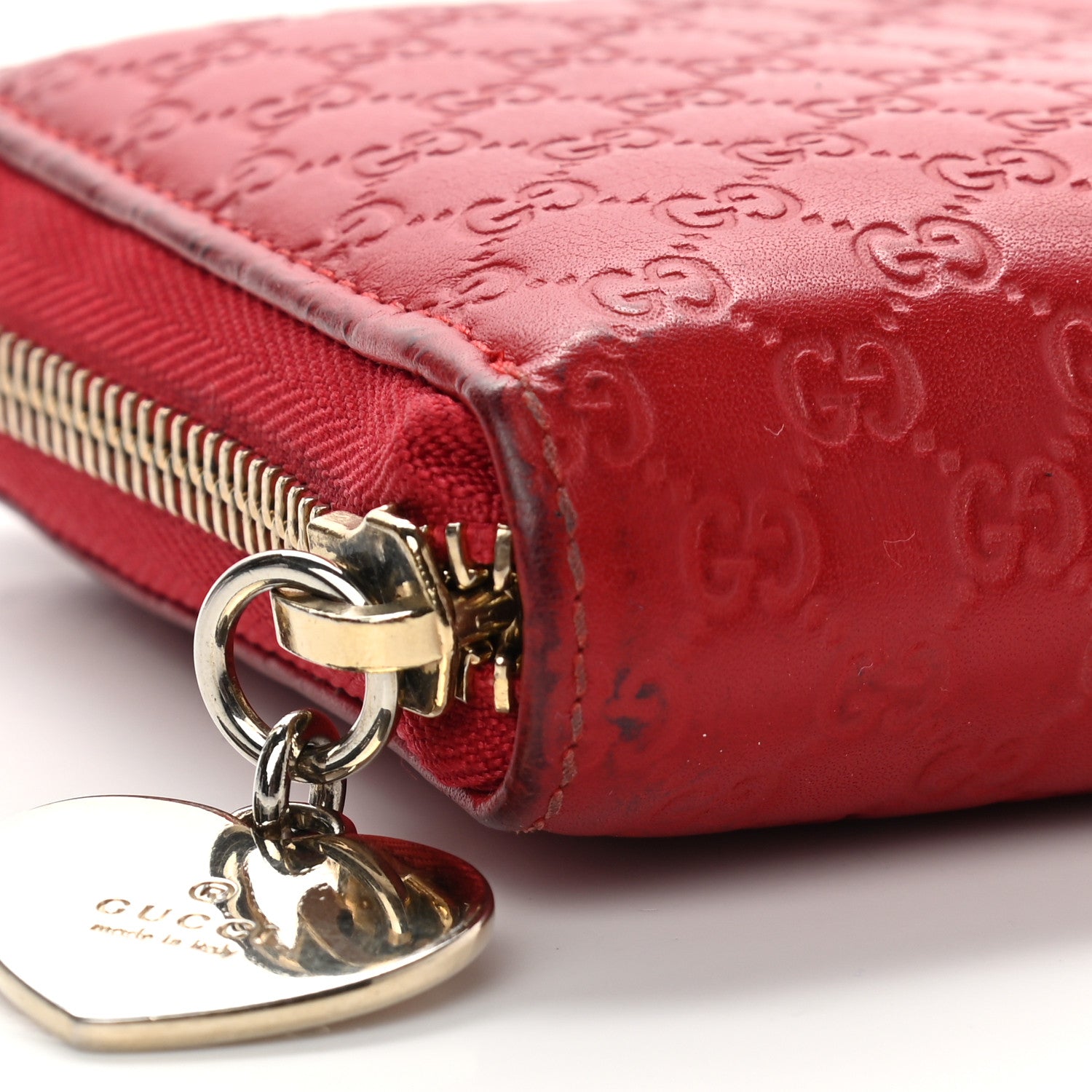 Gucci Microguccissima Zip Around Heart Wallet Hibiscus Red 8 of 11
