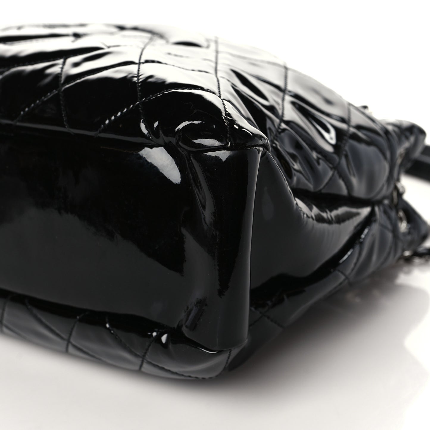 Patent Quilted Timeless CC Soft Tote Black