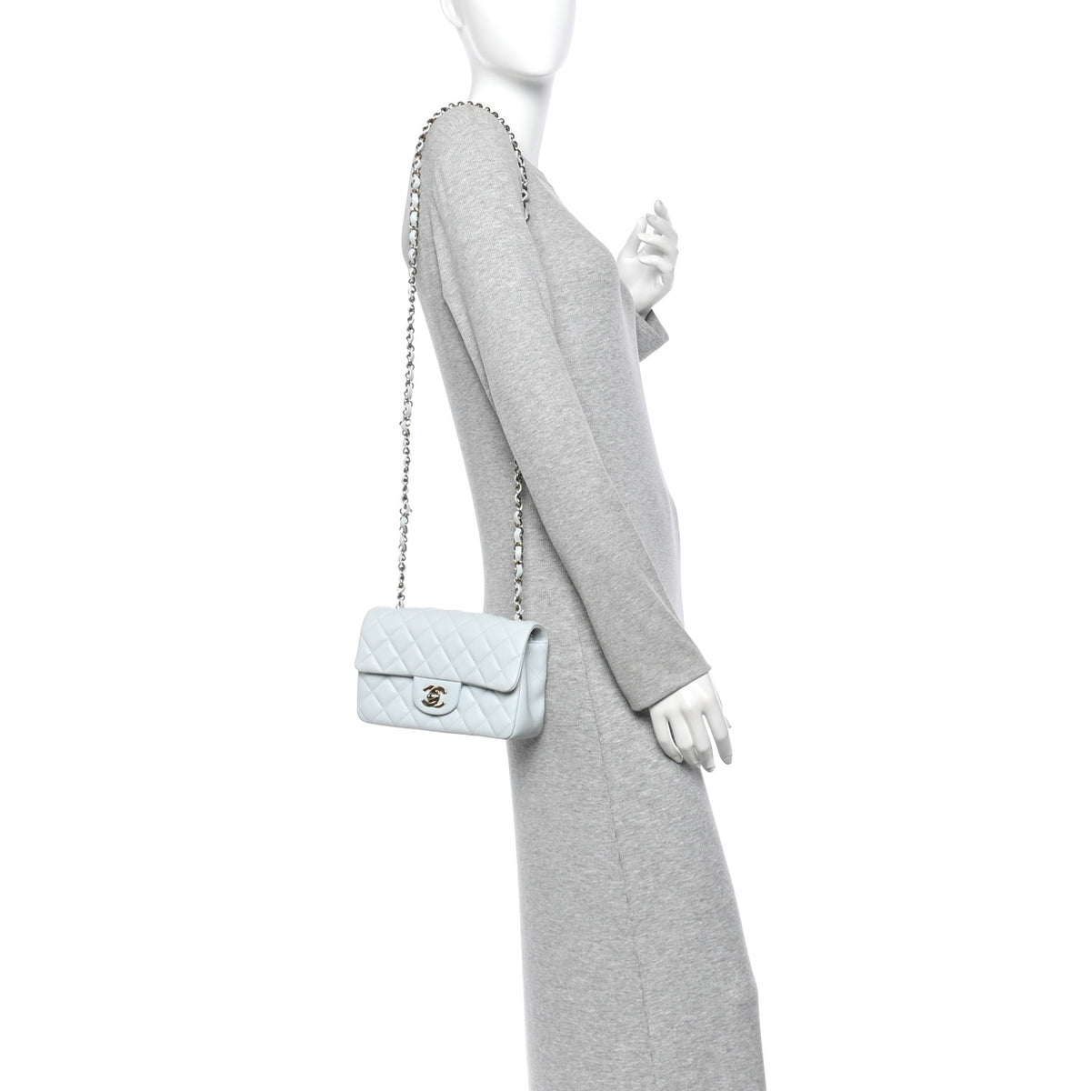 Chanel Lambskin Quilted Mini Rectangular Flap Light Blue 2 of 11