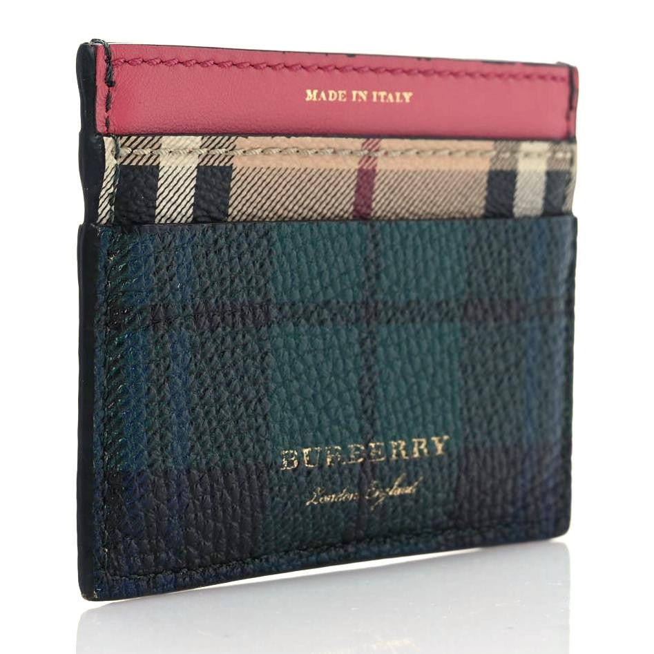 Burberry Calfskin Haymarket Check Cat Appliqué Card Case Multicolor 3 of 16