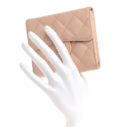 Chanel Caviar Quilted Compact Flap Wallet Beige 2 of 8