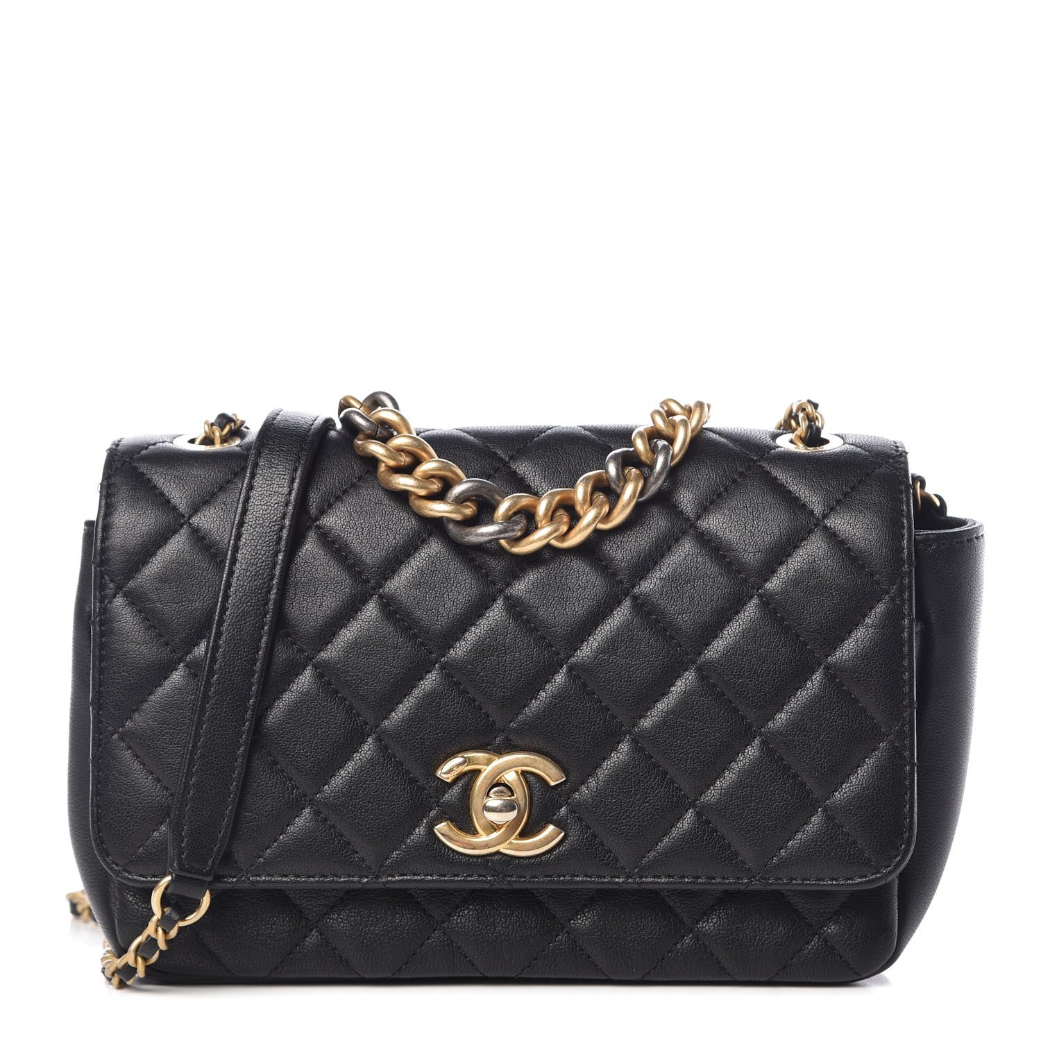 Chanel Sheepskin Quilted Camellia Flap Black 1 of 10