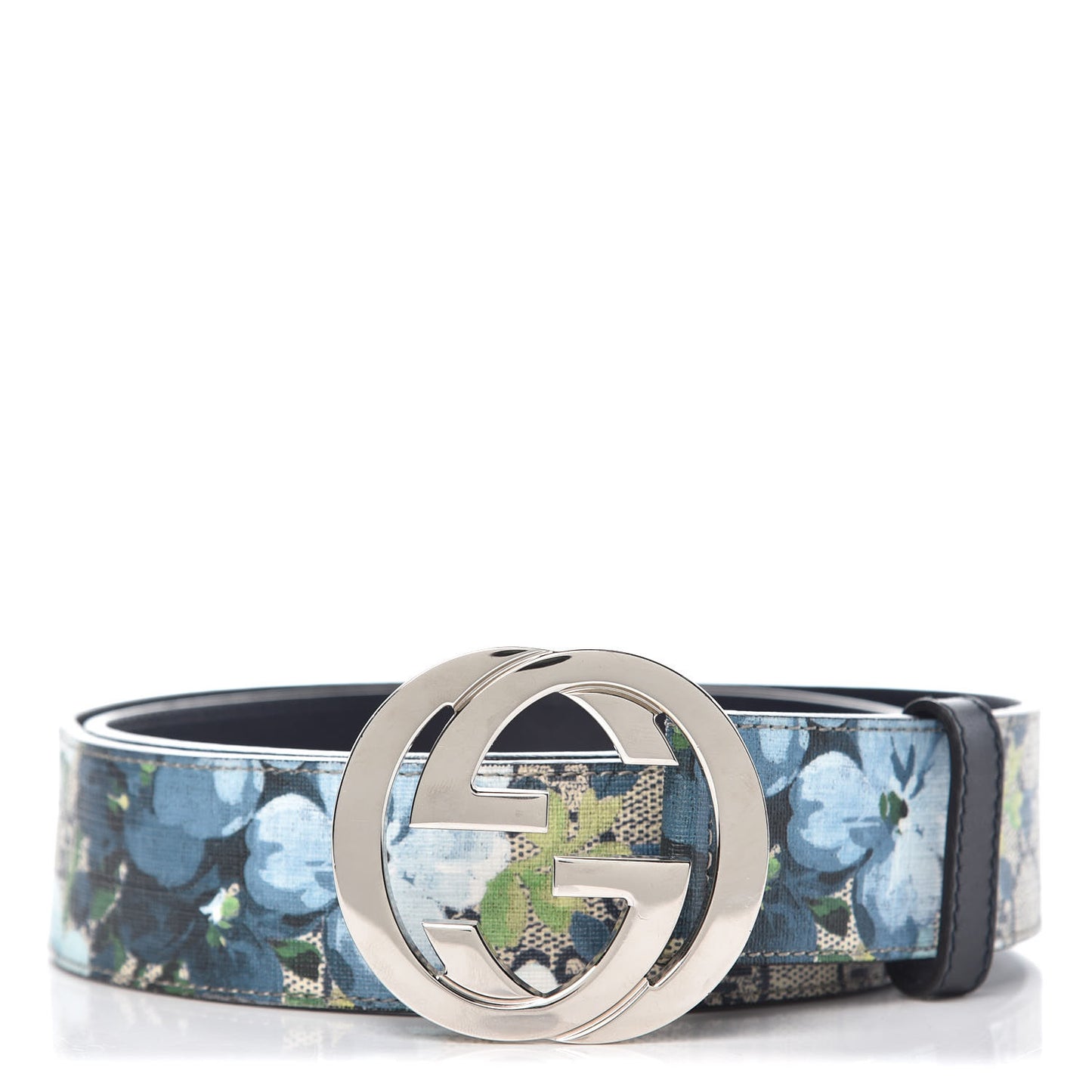 GG Supreme Monogram Blooms Interlocking G Belt 95 38 Beige Blue Navy