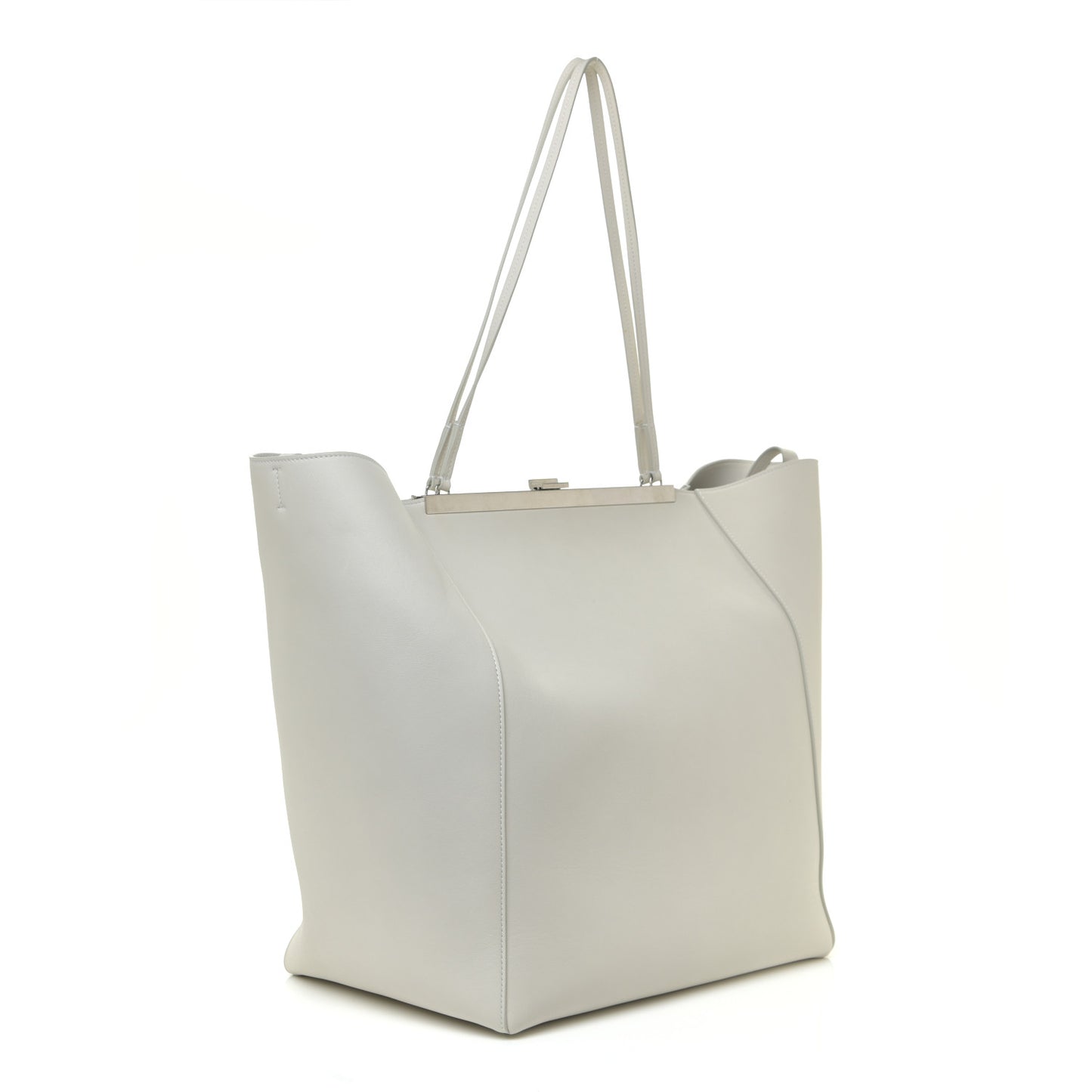 Calfskin Clasp Horizontal Cabas White