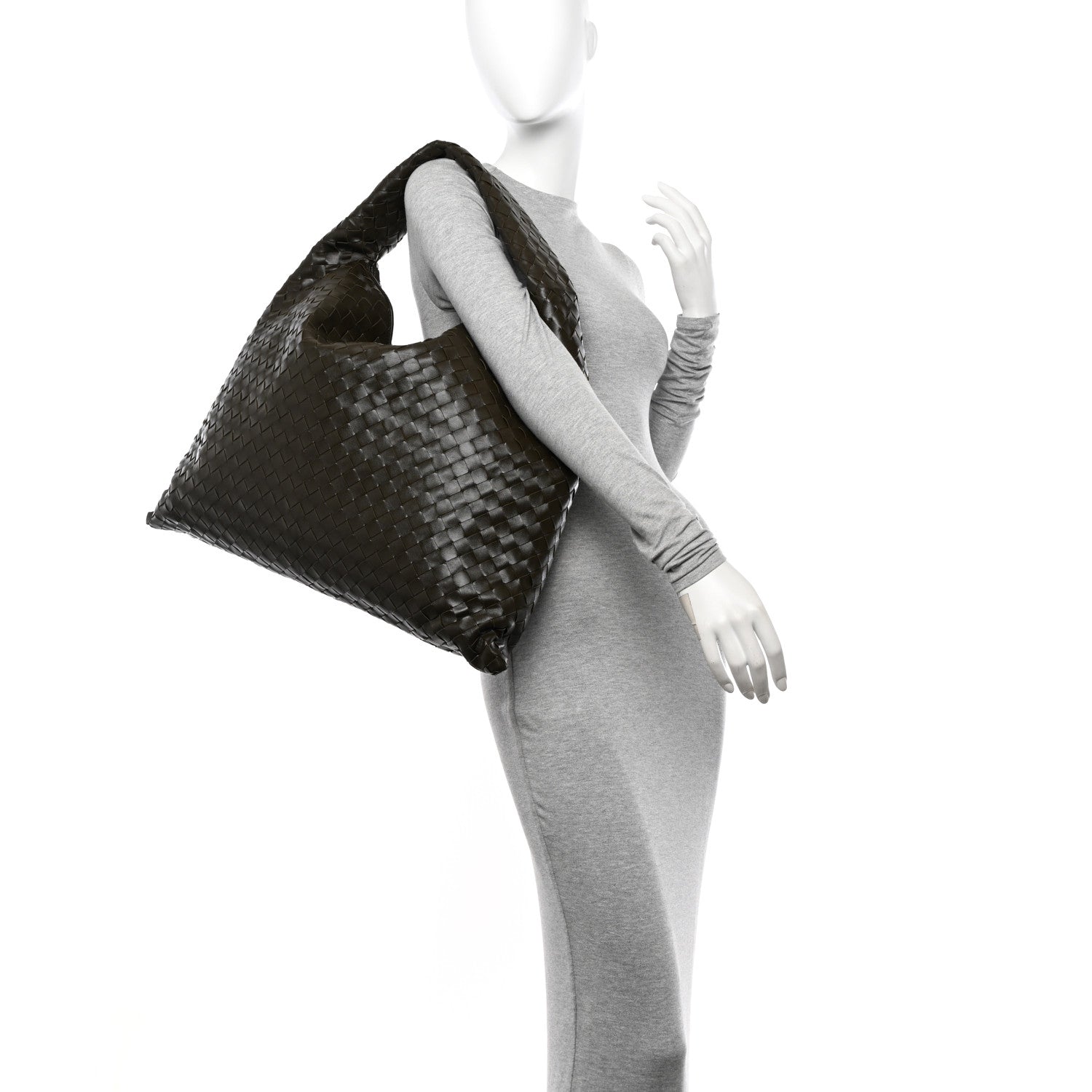 Bottega Veneta Calfskin Intrecciato Large Hop Kaki 2 of 11