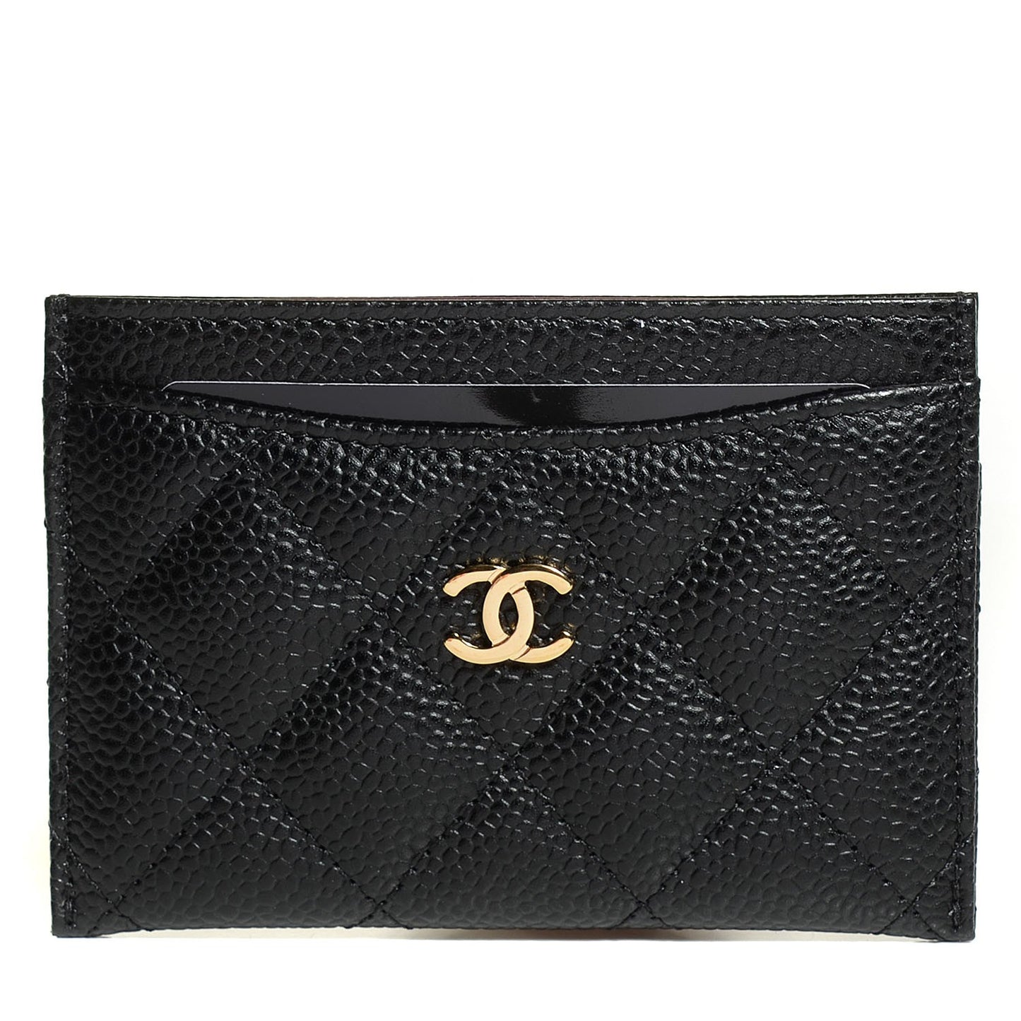 Caviar Quilted Card Holder Black