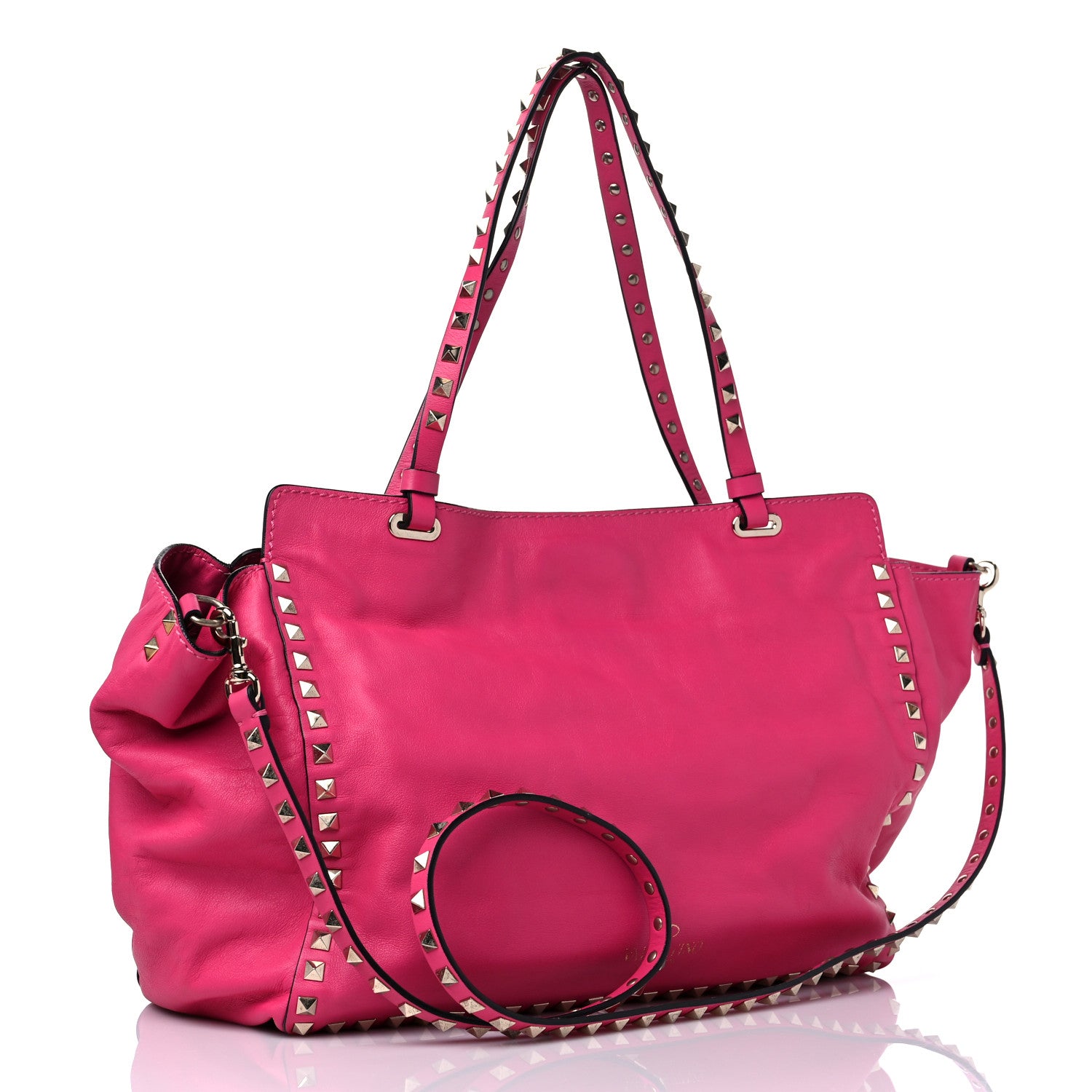 Valentino Garavani Vitello Medium Rockstud Tote Fuxia 2 of 15
