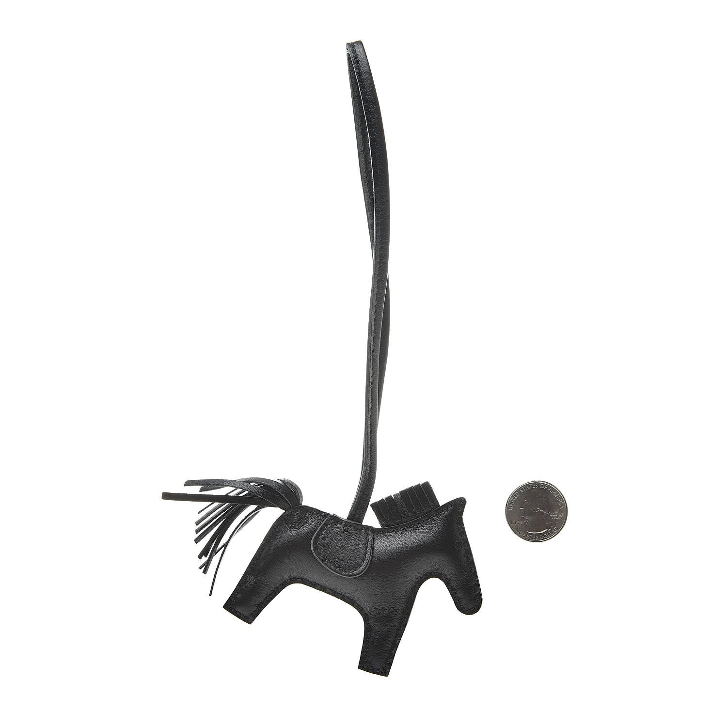 Hermes Milo Lambskin Grigri Rodeo Horse Bag Charm PM So Black 2 of 5