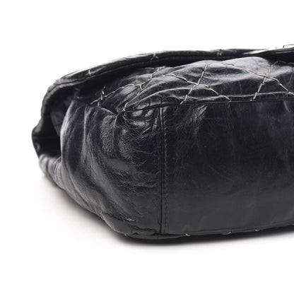 Chanel Glazed Goatskin Double Contrast Stitch Flap Black 7 of 9