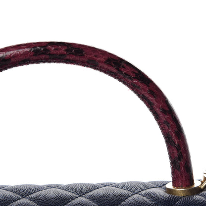 Chanel Caviar Elaphe Quilted Small Coco Handle Flap Navy 8 of 16