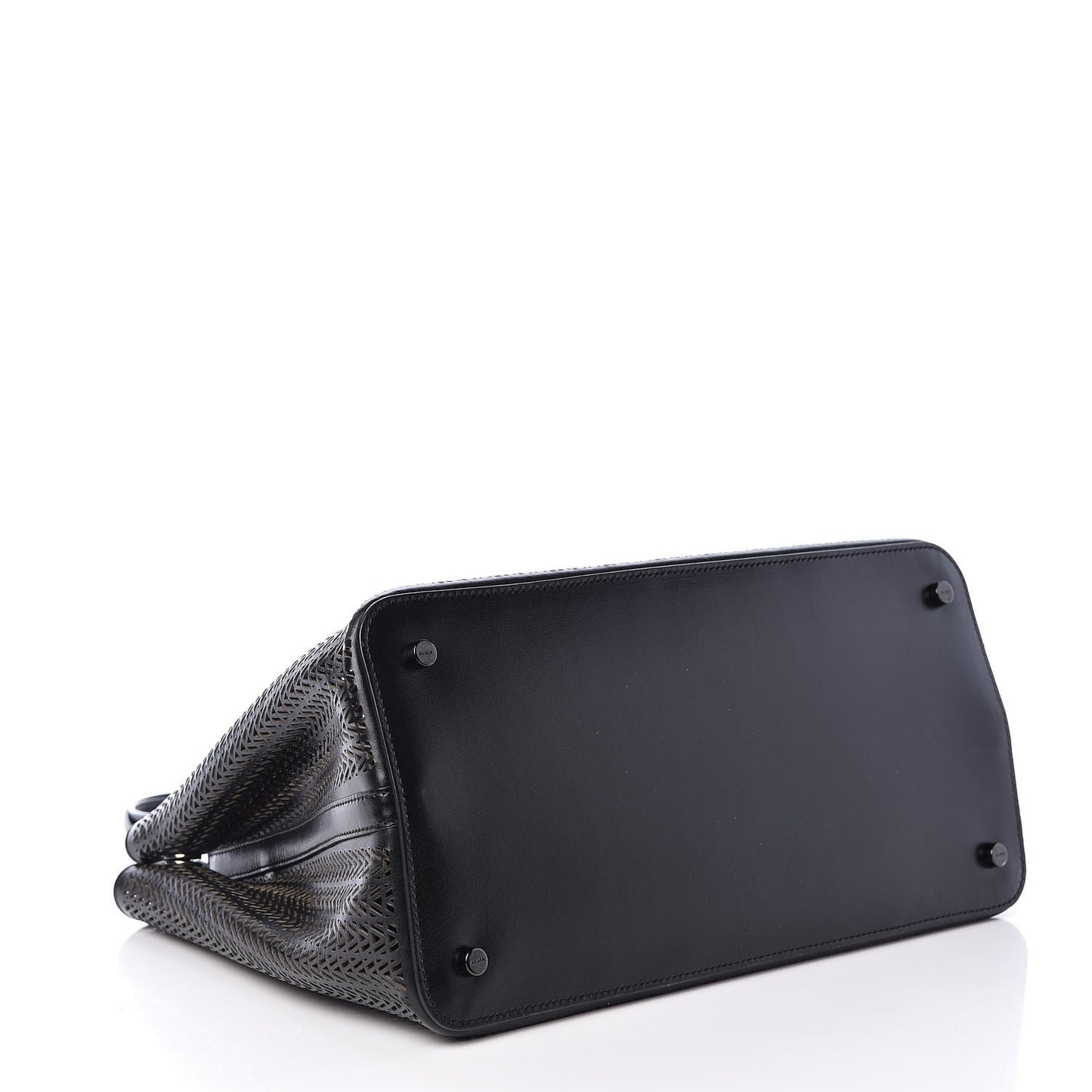 Lux Calfskin Zig Zag Laser Cut Mina 32 Bag Black