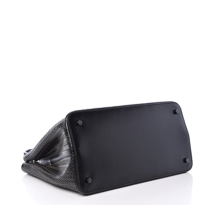 Alaia Lux Calfskin Zig Zag Laser Cut Mina 32 Bag Black 5 of 10