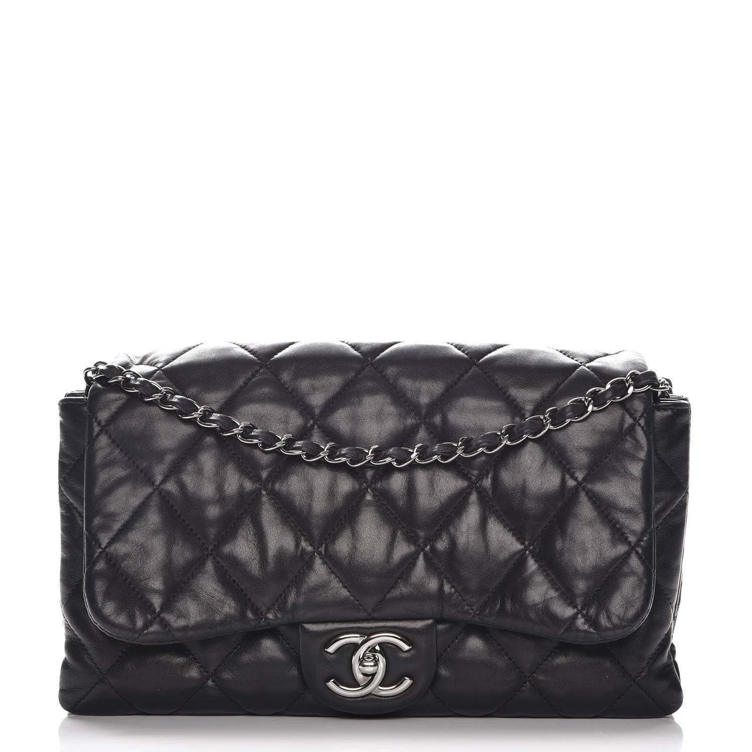 Chanel Lambskin Quilted 3 Accordion Flap Bag Black 1 of 9