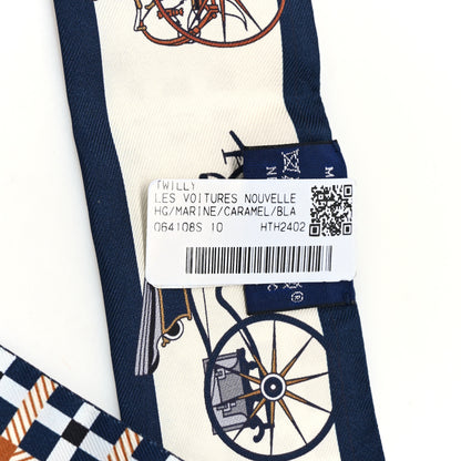 Hermes Silk Les Voitures Nouvelle Twilly Marine Caramel Black 4 of 4