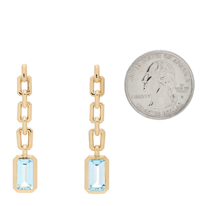 David Yurman 18K Yellow Gold Blue Topaz Novella Chain Drop Earrings 2 of 5