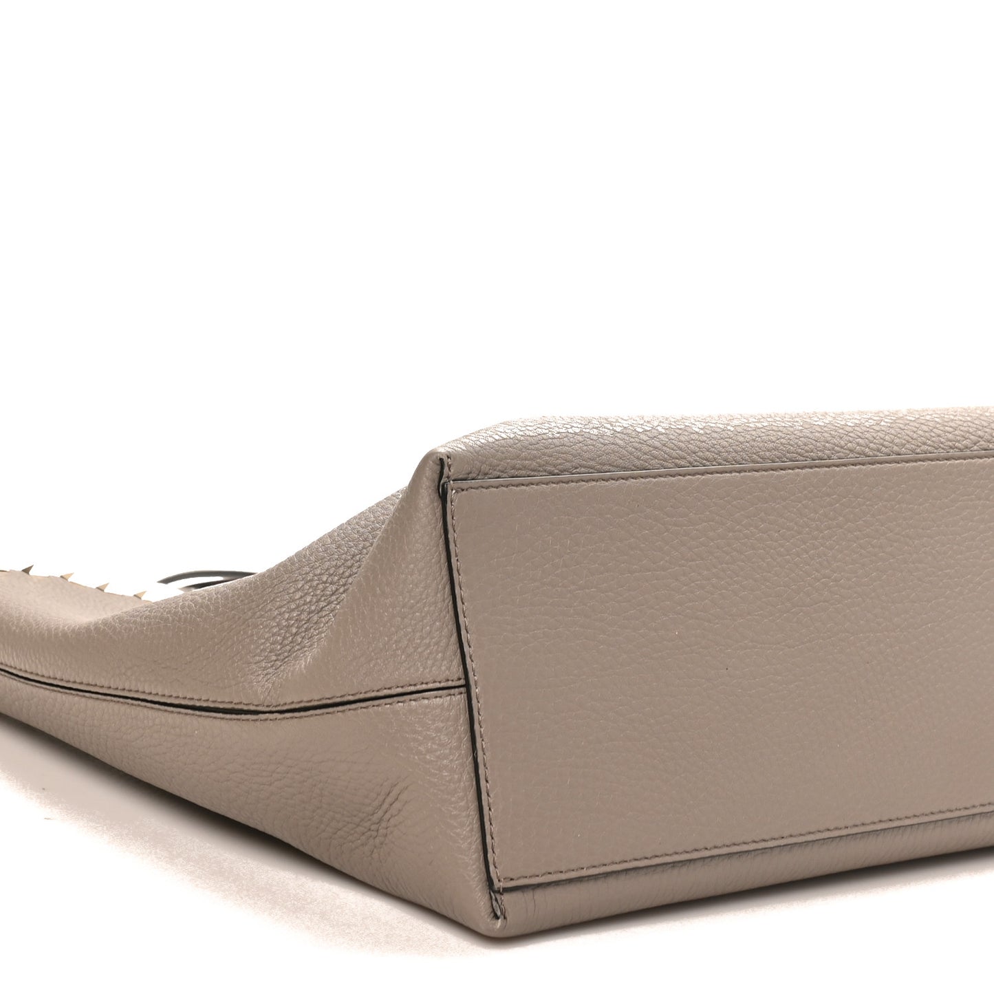 Grained Calfskin Rockstud Shoulder Tote Clay