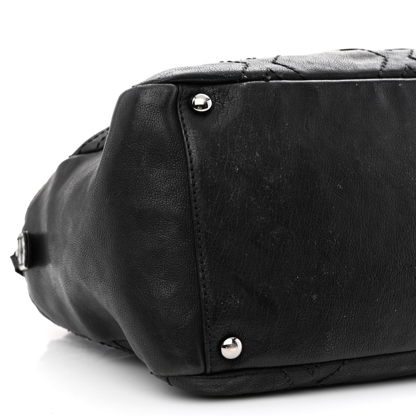 Calfskin Small Diamond Stitch Tote Black
