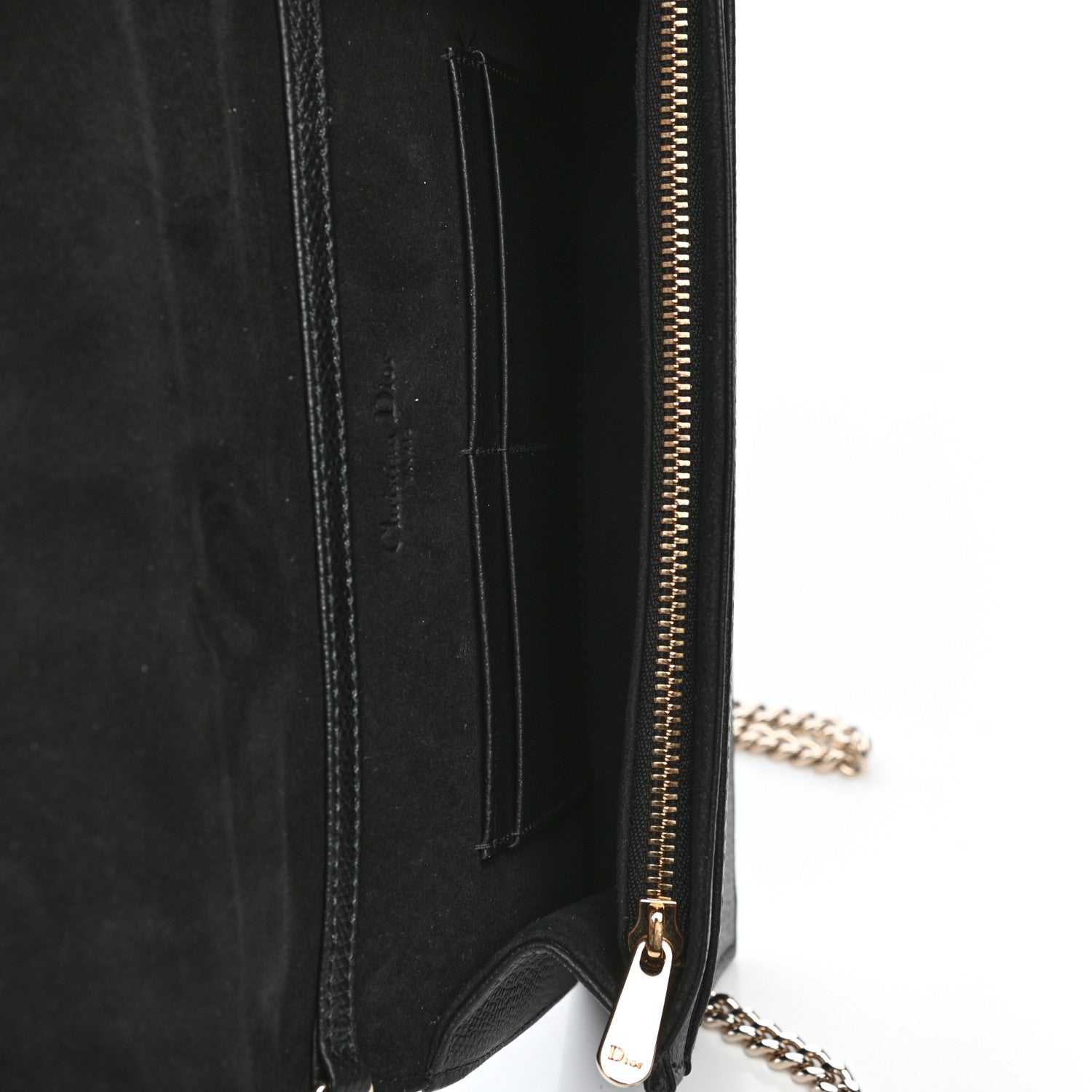 Christian Dior Grained Calfskin Diorama Wallet on Chain Pouch Black 5 of 12