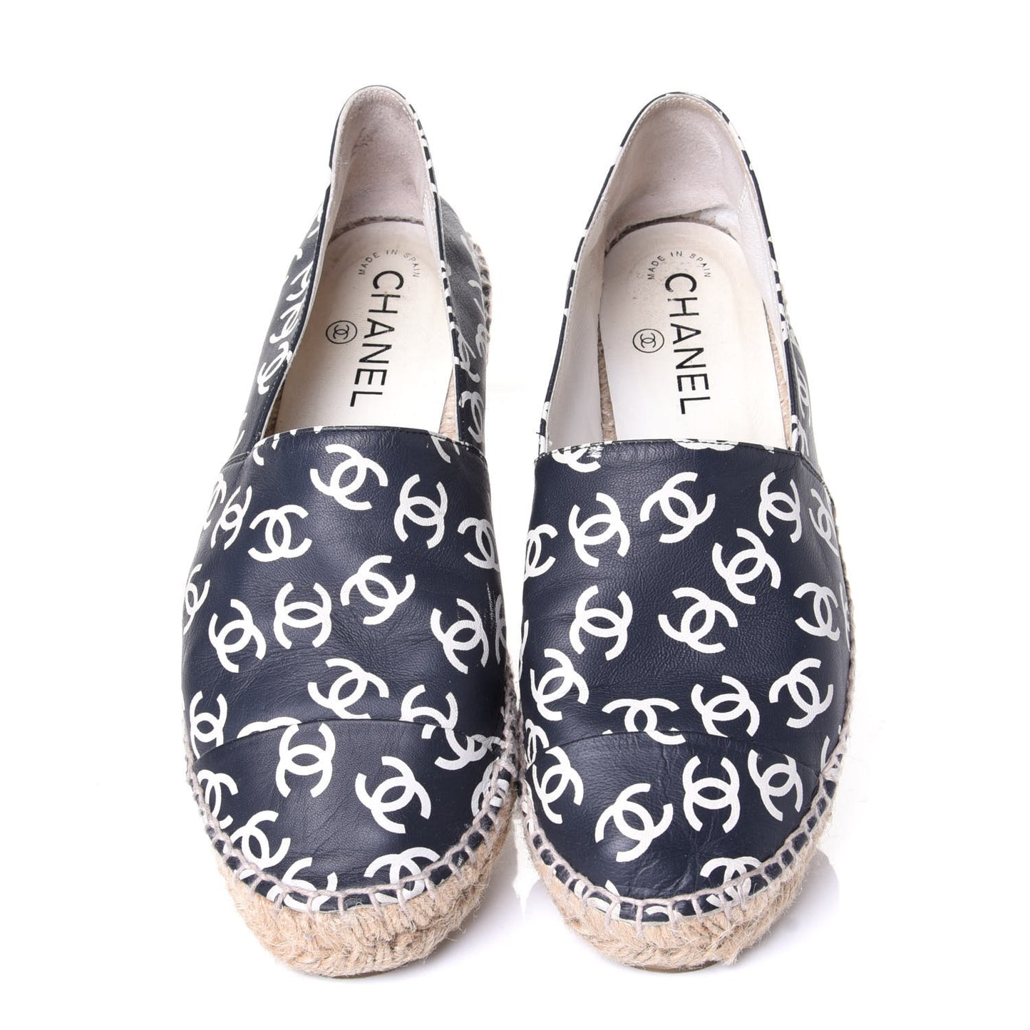Lambskin Printed CC Espadrilles 39 Black White