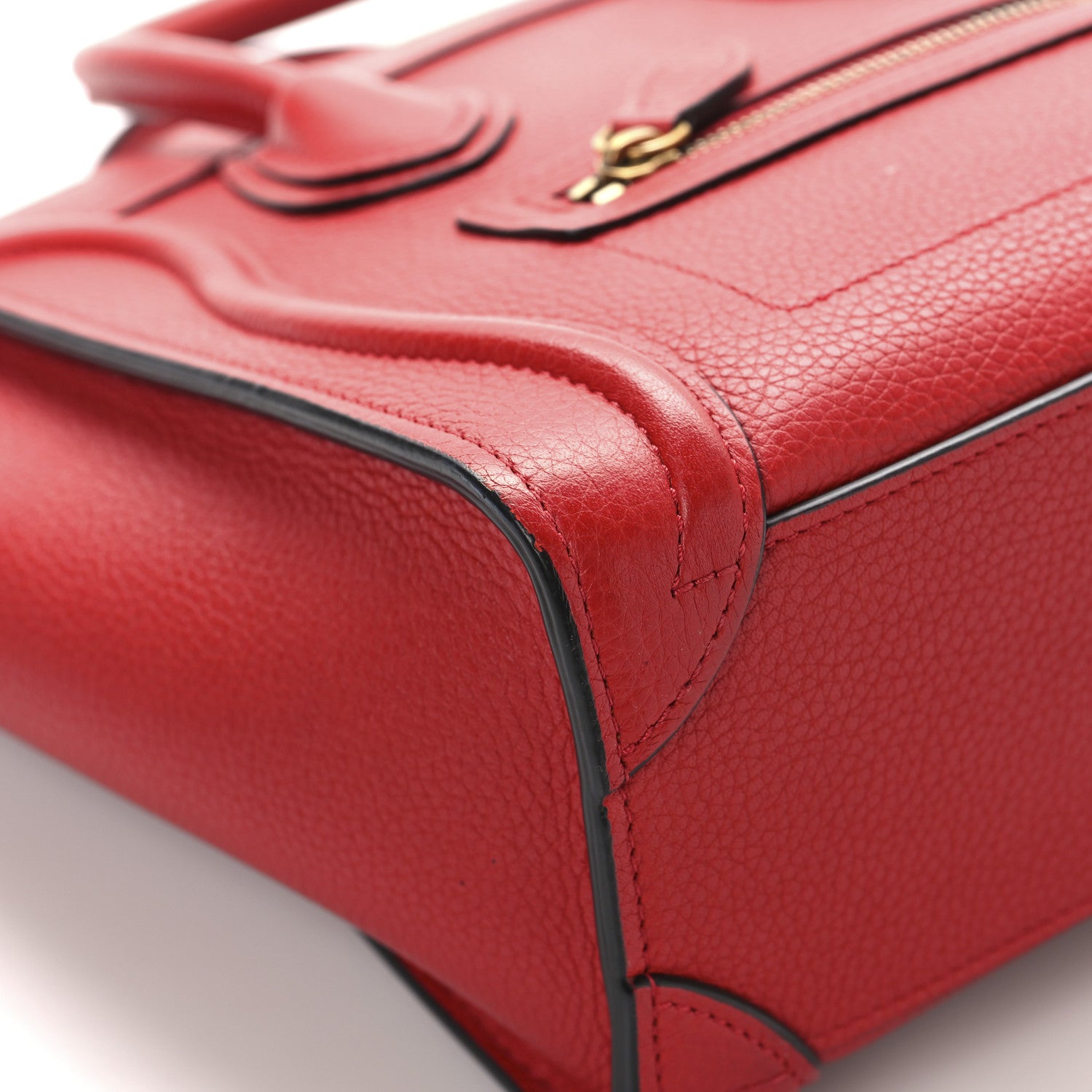 Celine Drummed Calfskin Nano Luggage Red 10 of 14