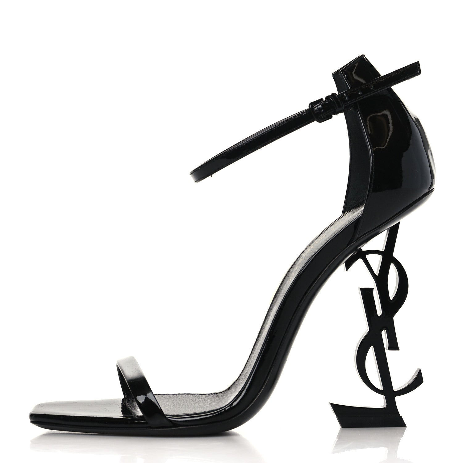 Saint Laurent Patent Calfskin Opyum 110 Sandals 35.5 Black 1 of 11