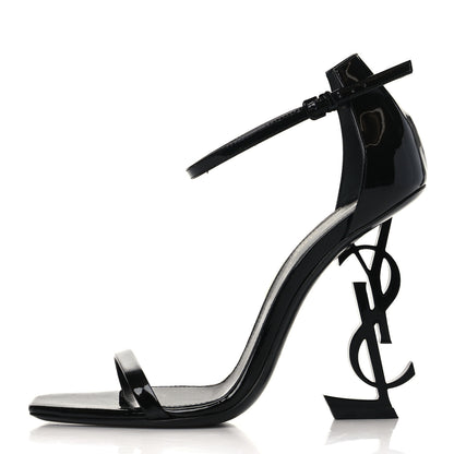 Saint Laurent Patent Calfskin Opyum 110 Sandals 35.5 Black 1 of 11