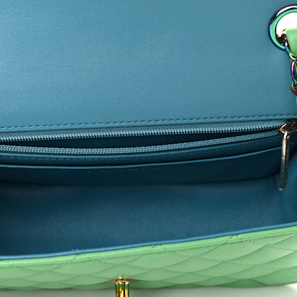 Chanel Lambskin Quilted Mini Rectangular Flap Green Blue 5 of 11
