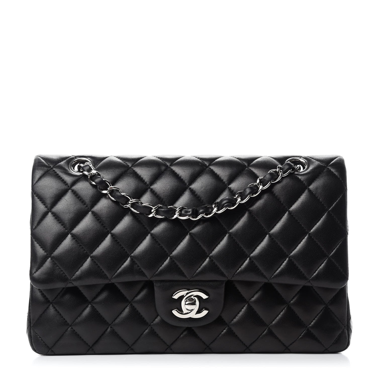Chanel Lambskin Quilted Medium Double Flap Black 1 of 14