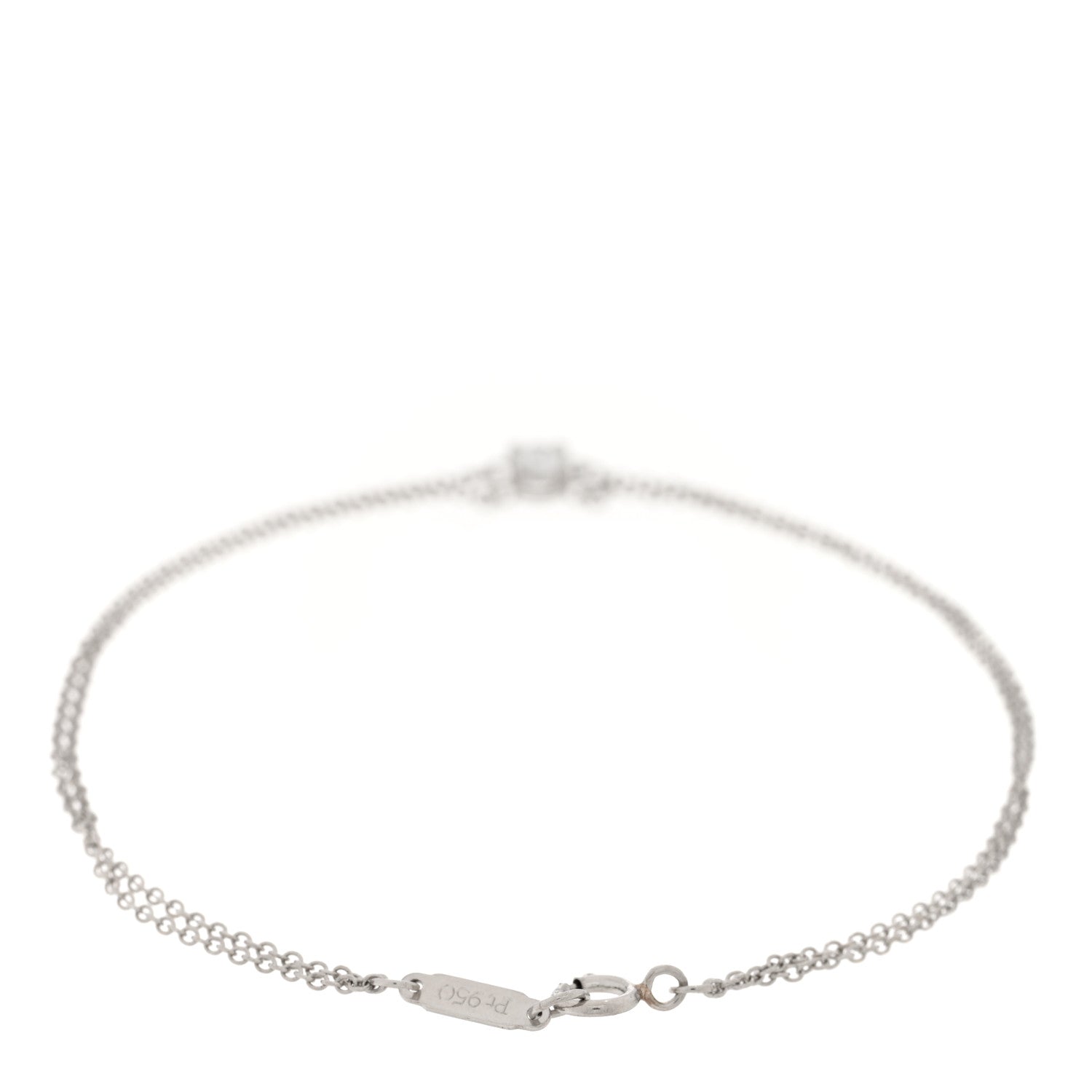 Tiffany Platinum Diamond .17ct Double Chain Solitaire Bracelet 2 of 4