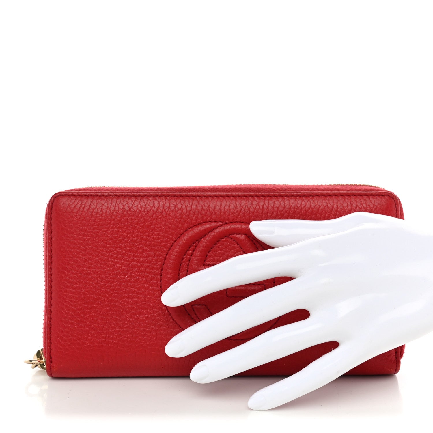 Gucci Pebbled Calfskin Soho Zip Around Wallet Red 2 of 14
