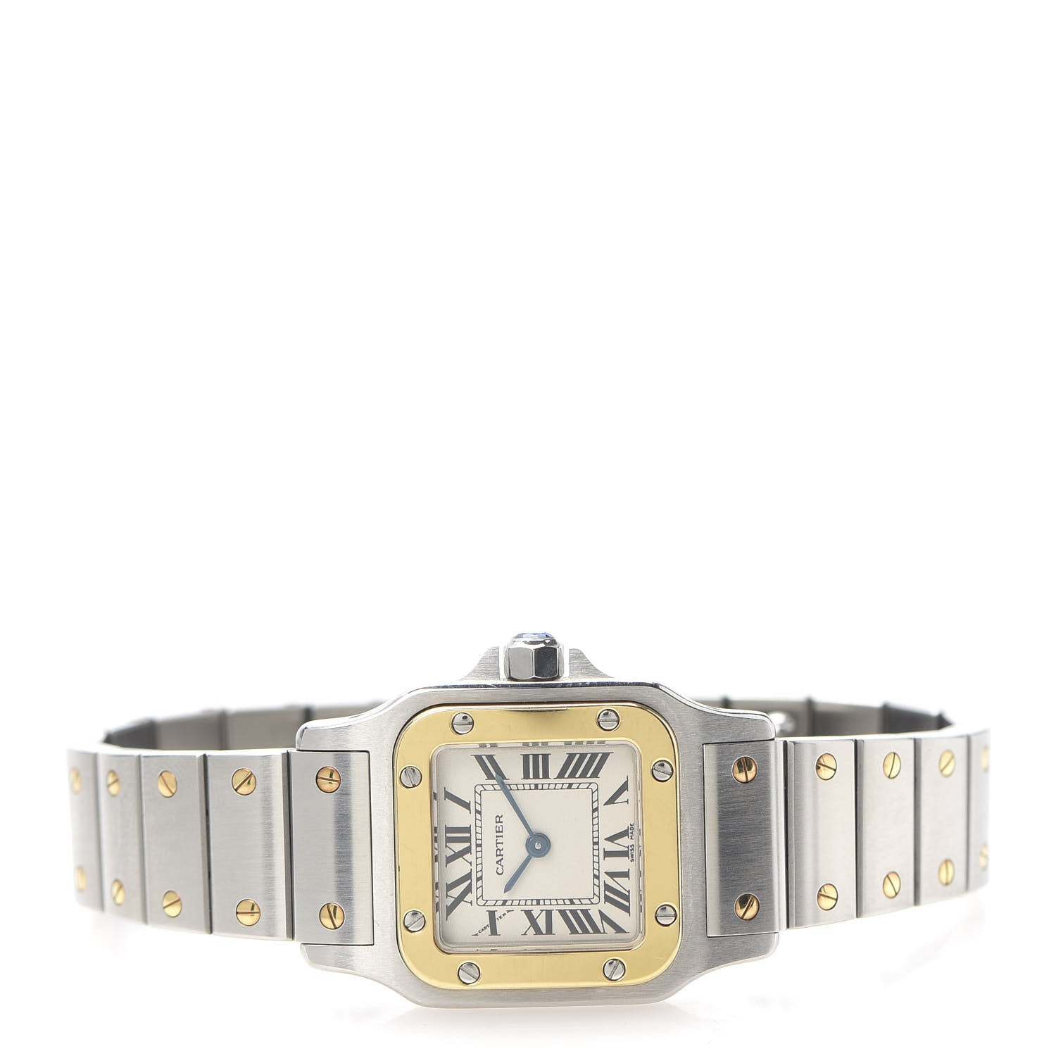 Cartier Stainless Steel 18K Yellow Gold 24mm Santos De Cartier Galbee Quartz Watch 3 of 7